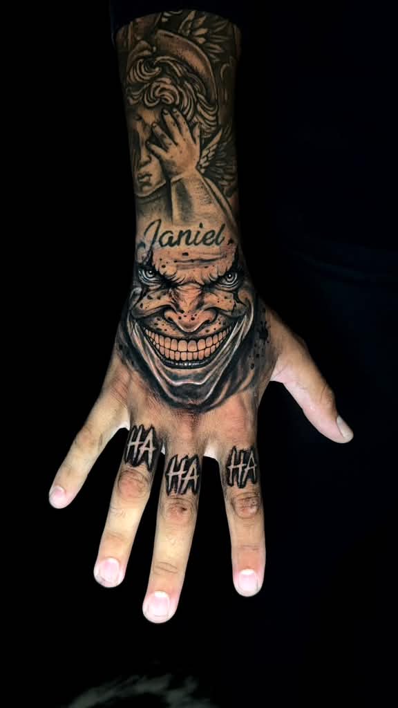 Sinister Smile — blackwork tattoo by Nemo Tattoo Studio